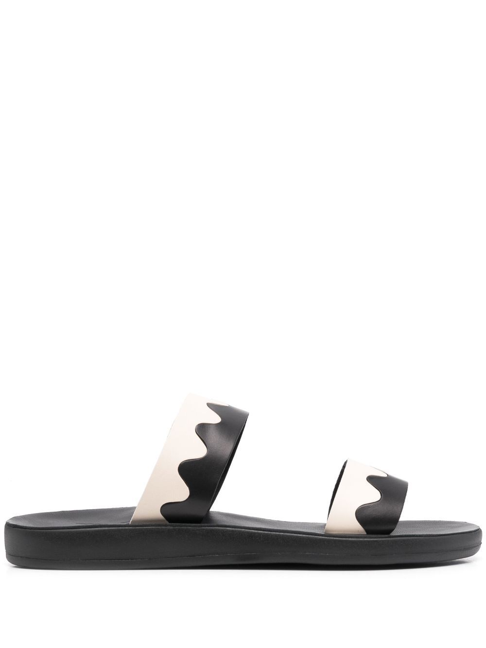 Ancient Greek Sandals Paralia 双色皮质拖鞋 - 黑色