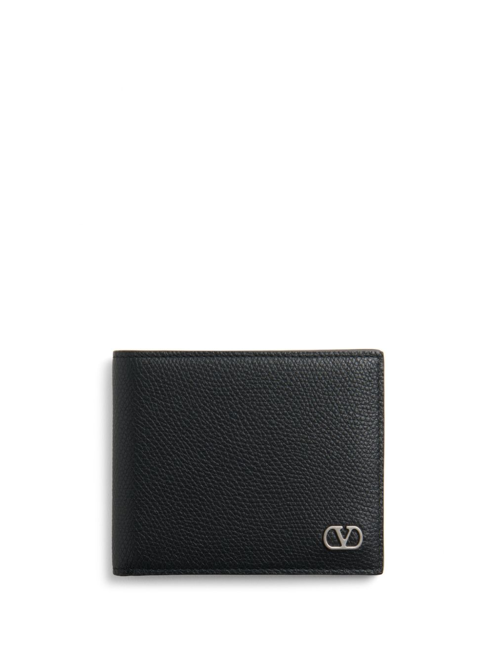 Valentino Garavani VLogo Signature 对折皮质钱包 - 黑色