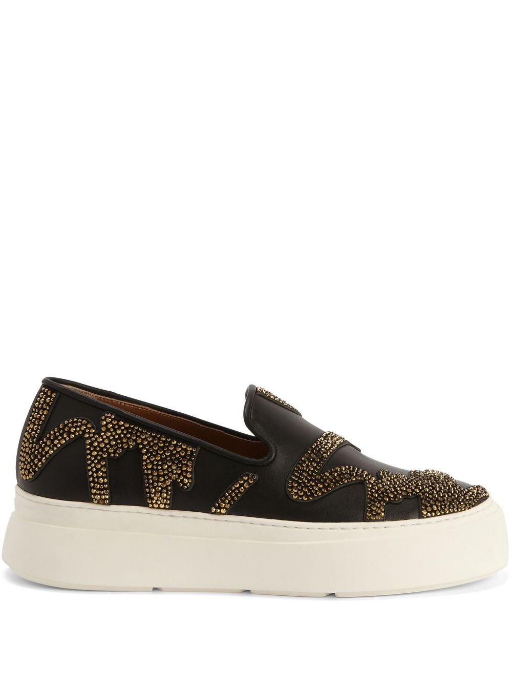 Giuseppe Zanotti Gz Mike Sign 套穿式皮质运动鞋 - 黑色