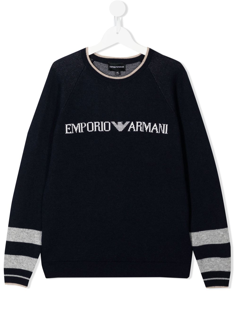 Emporio Armani Kids logo crew-neck jumper - 蓝色