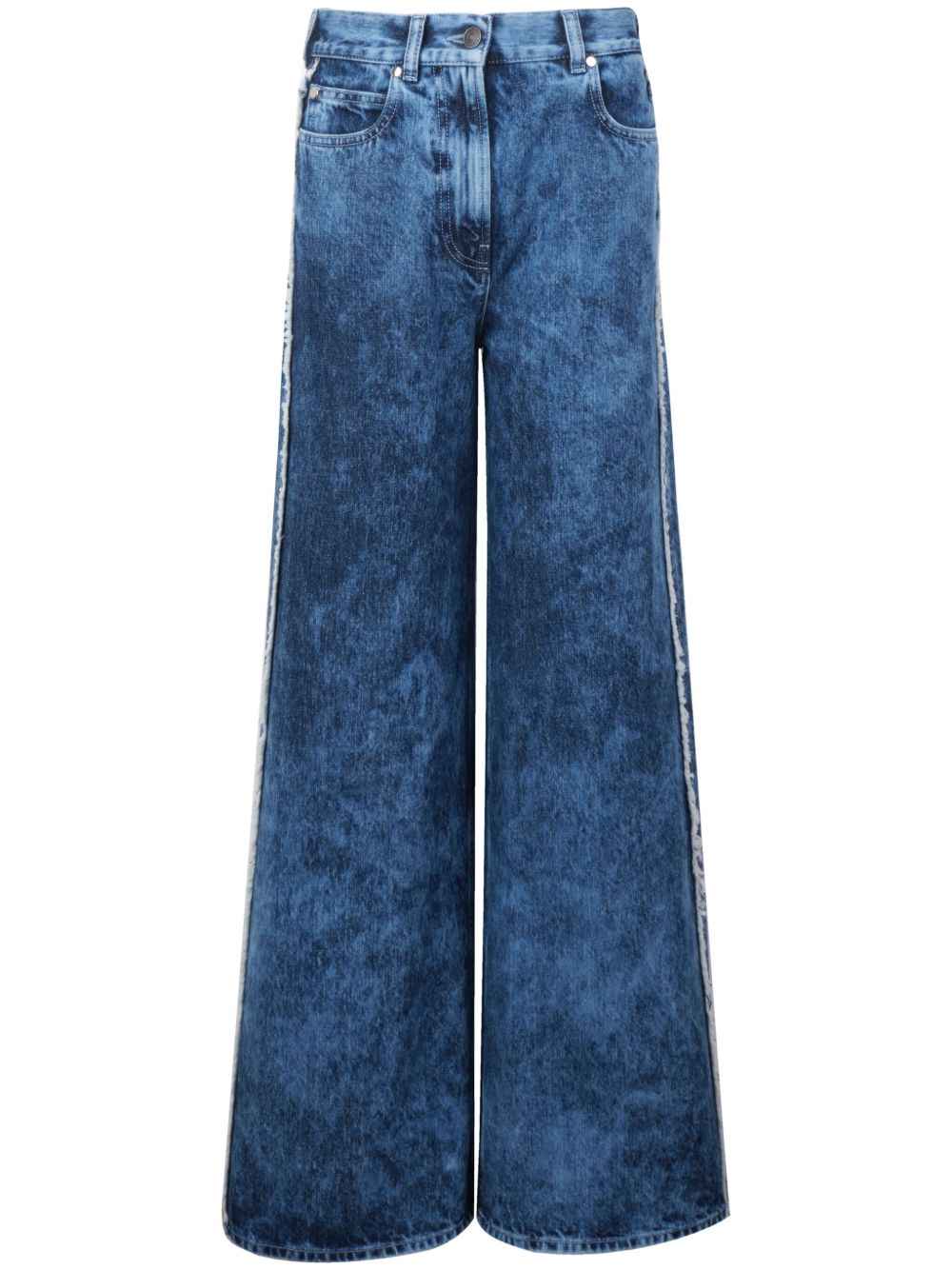 Ports 1961 Unique 提花阔腿牛仔裤 - 蓝色
