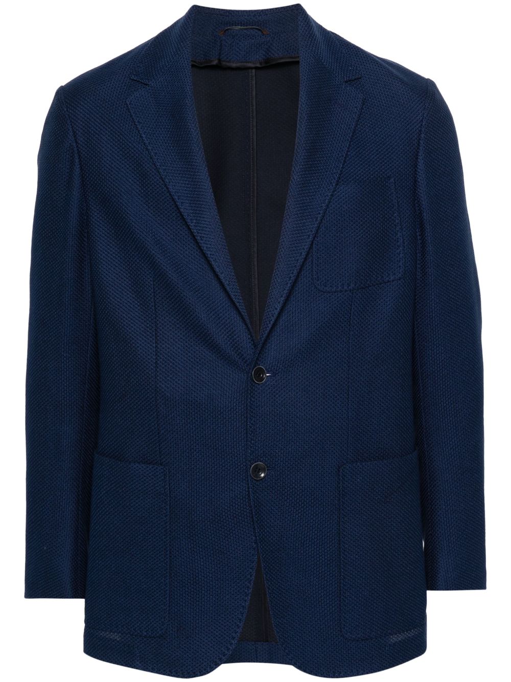 Canali 纹理单排扣西装夹克 - 蓝色