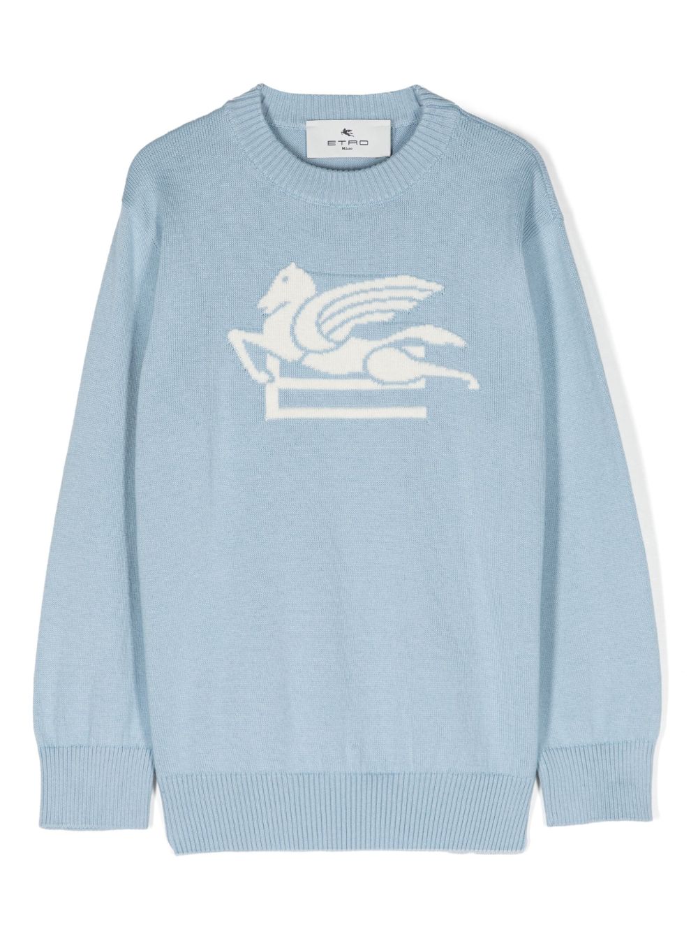 ETRO KIDS Pegaso 嵌花针织毛衣 - 蓝色