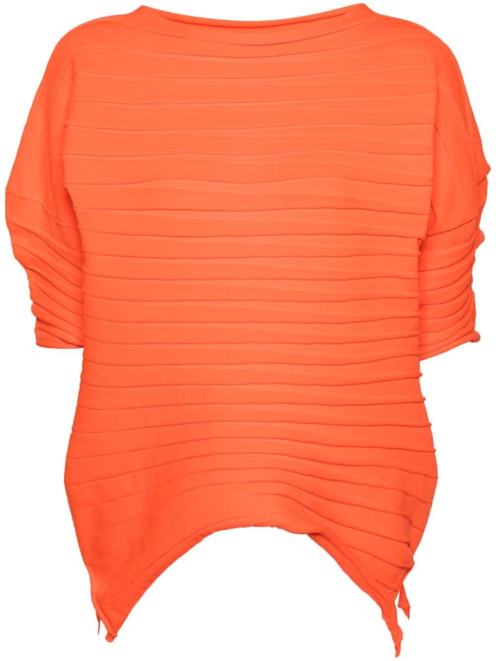 Pleats Please Issey Miyake Chili 褶饰不对称罩衫 - 橘色
