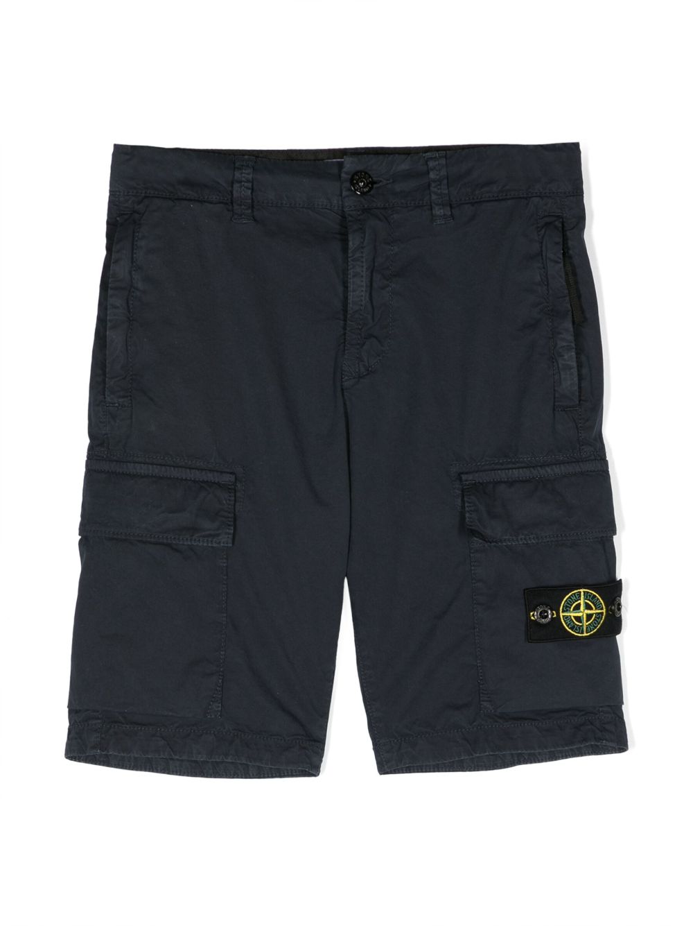 Stone Island Junior 侧置标贴百慕大短裤 - 蓝色