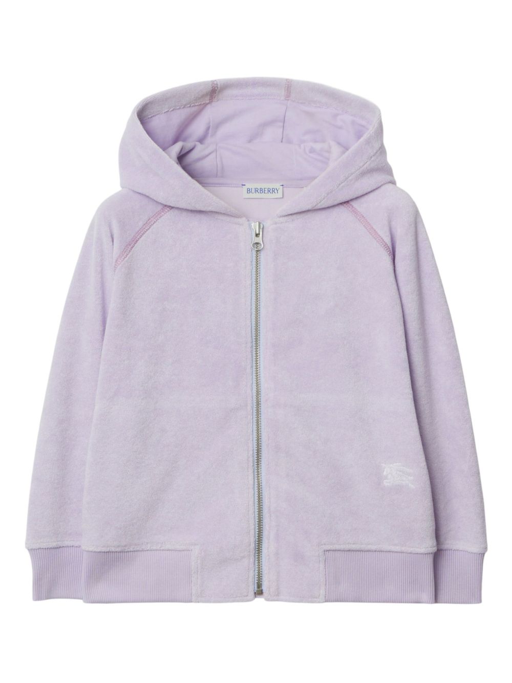 Burberry Kids 毛巾布拉链连帽衫 - 紫色