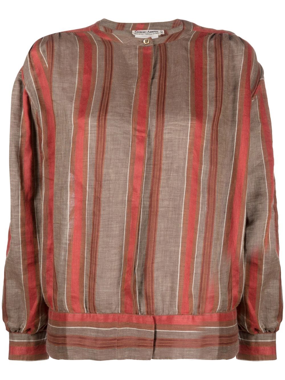 Giorgio Armani Pre-Owned 条纹亚麻夹克（1980年代典藏款） - 中性色