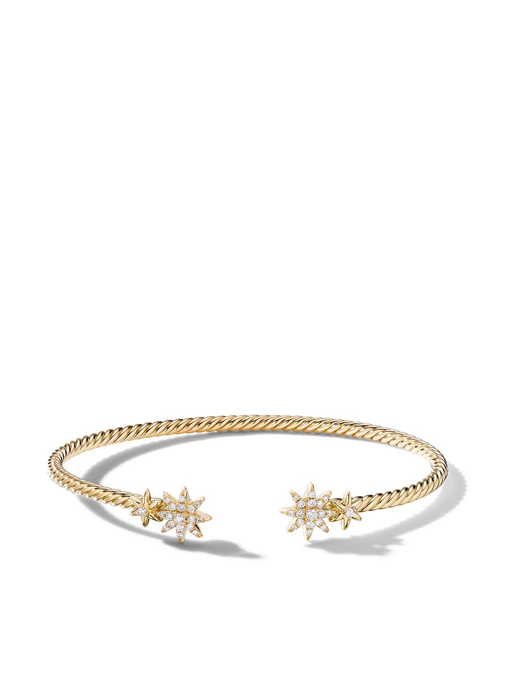 David Yurman Petite Starburst 18K黄金钻石开口手链 - 金色