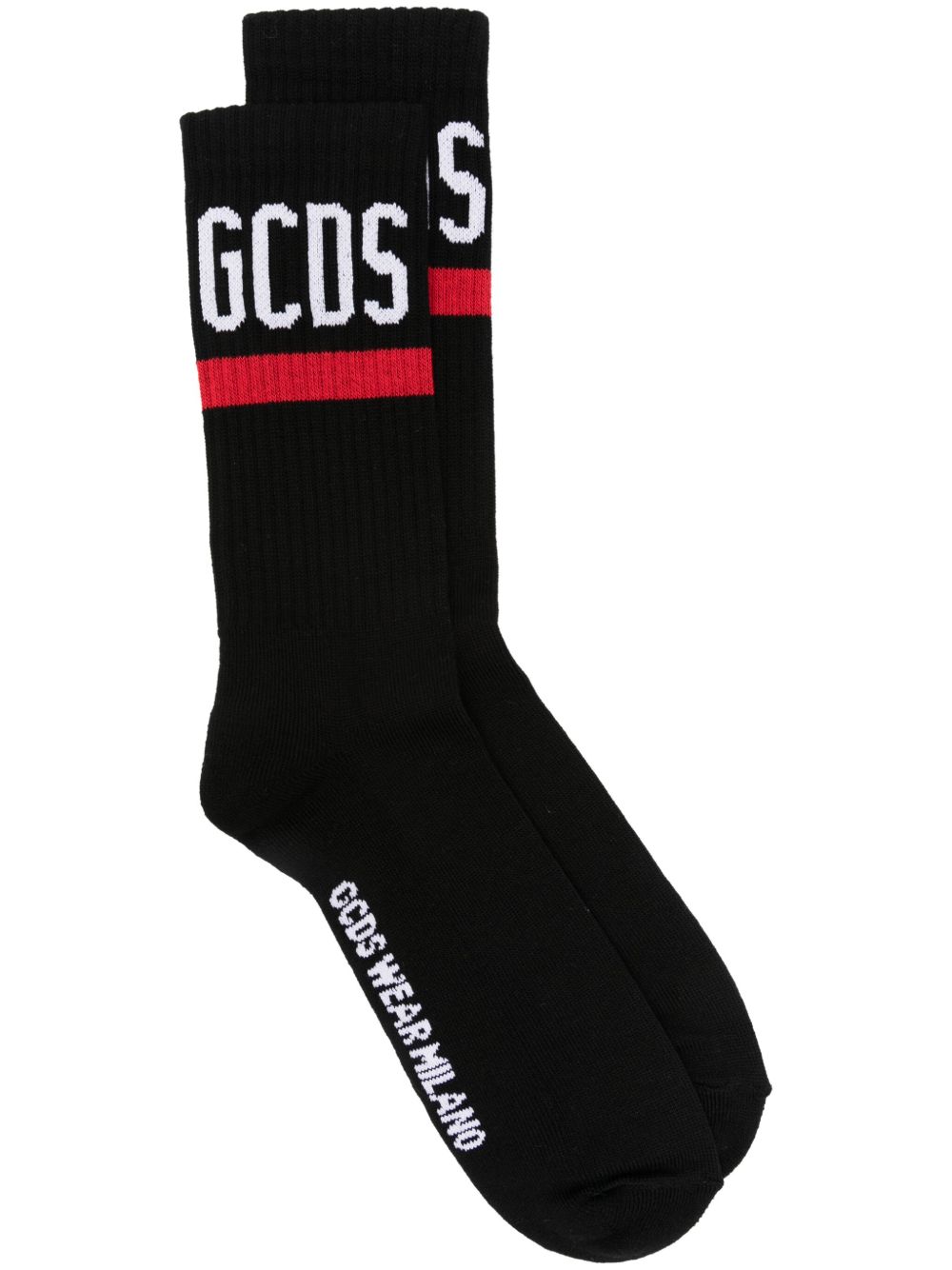 GCDS logo嵌花针织袜 - 黑色