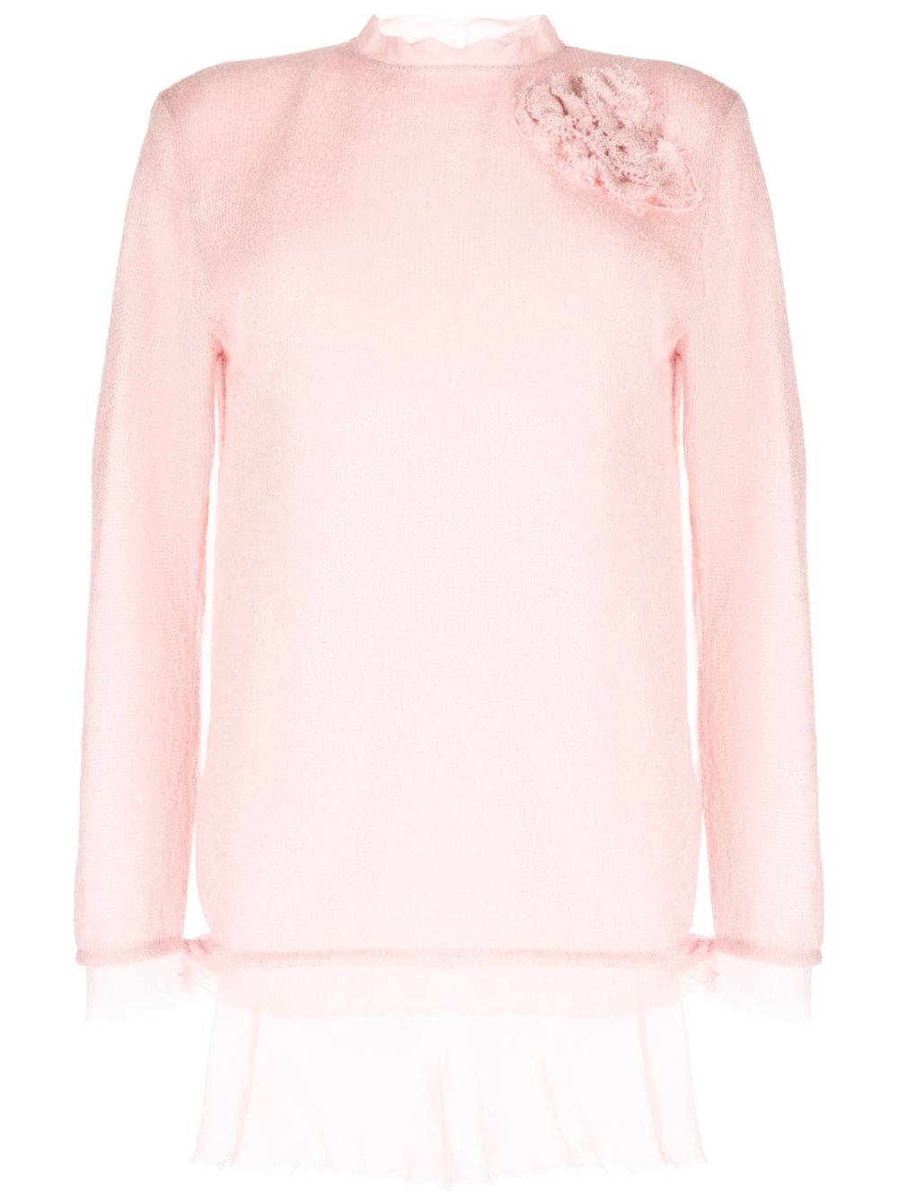 Ermanno Scervino 花卉贴花真丝针织上衣 - 粉色