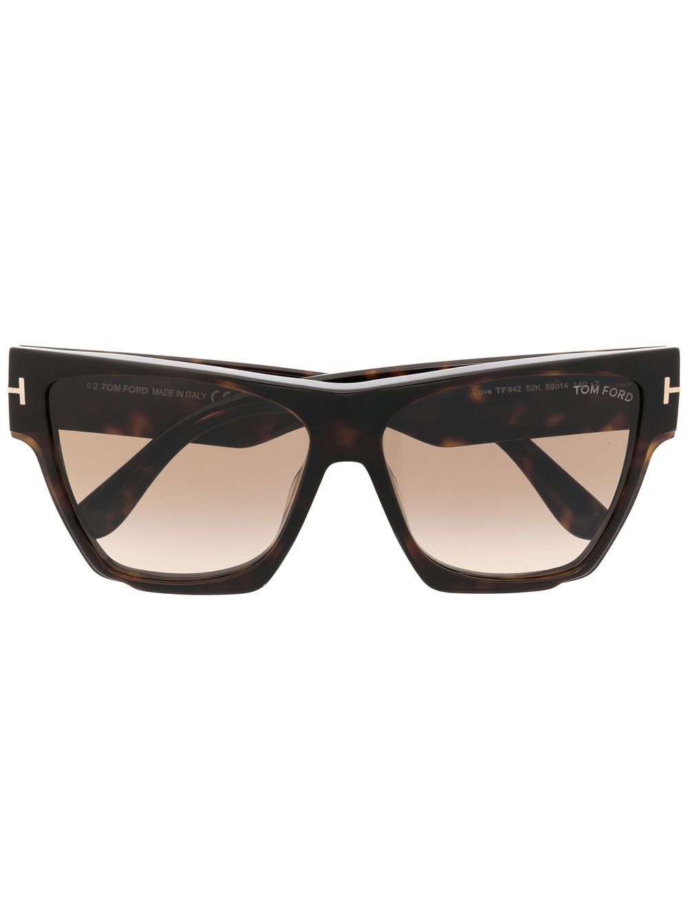 TOM FORD Eyewear 汤姆福特眼镜系列 Dove 玳瑁纹方框太阳眼镜 - 褐色
