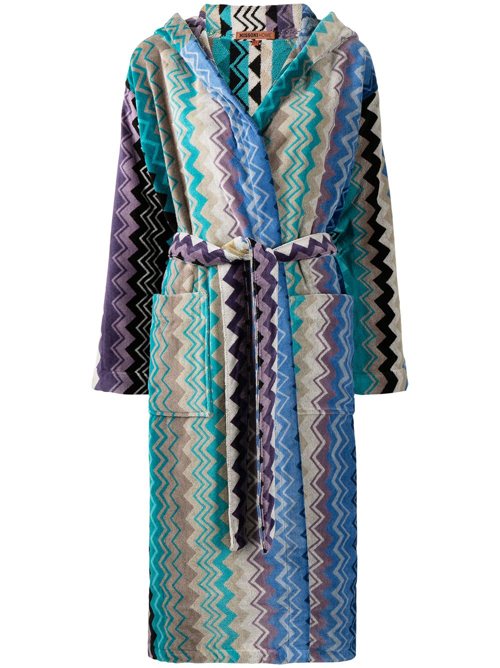 Missoni Home Giacomo 束腰连帽浴袍 - 蓝色