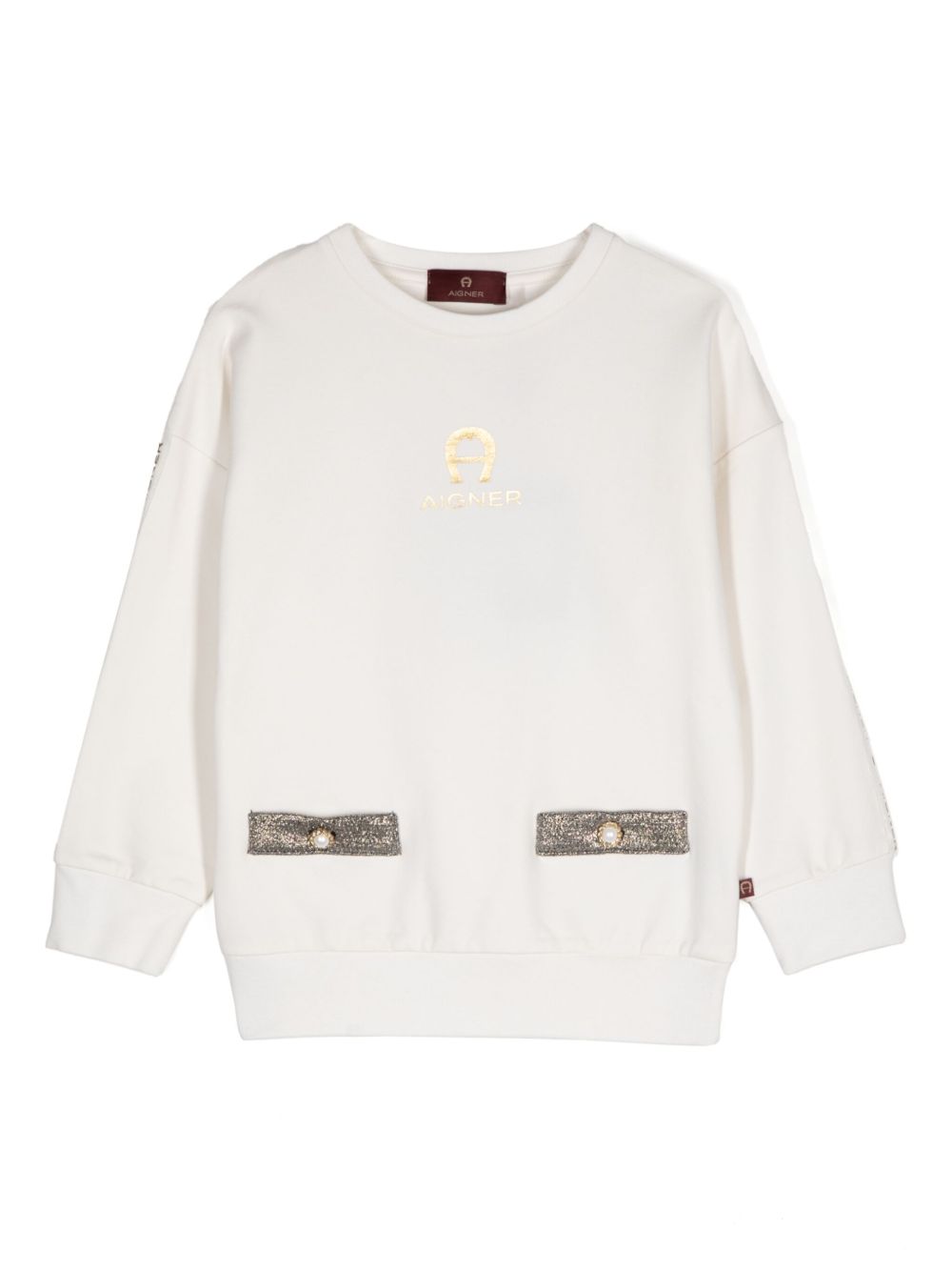 Aigner Kids logo印花平纹针织卫衣 - 中性色