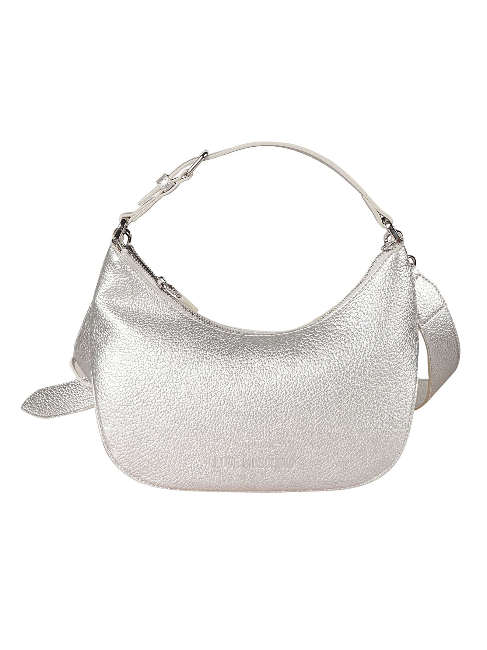 Love Moschino Metallic Logo Stamp Top Zip Shoulder Bag