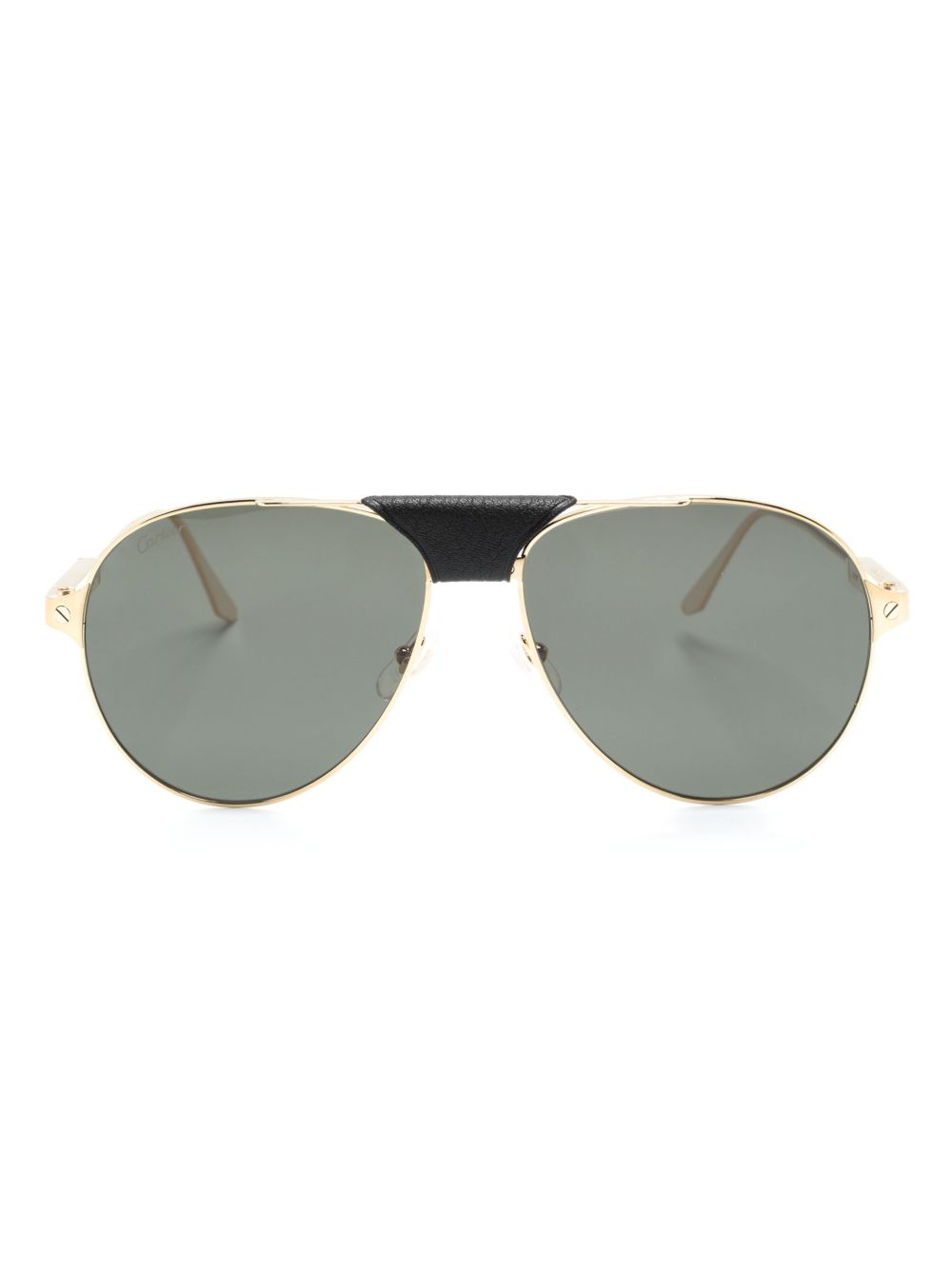Cartier Eyewear Santos de Cartier 飞行员镜框太阳眼镜 - 金色