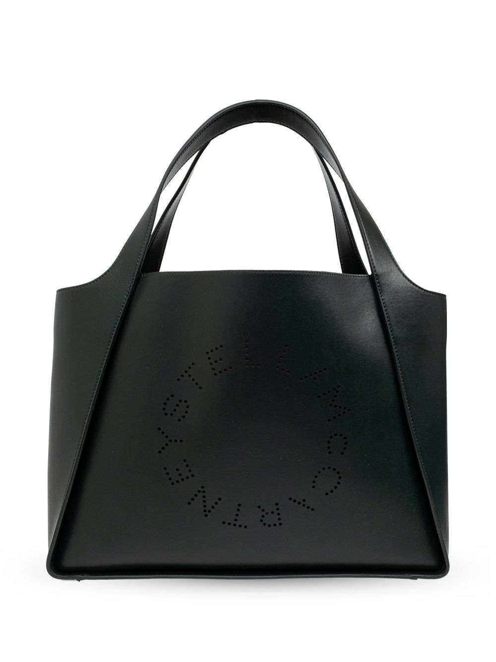Stella McCartney logo镂空人造皮革手提包 - 黑色