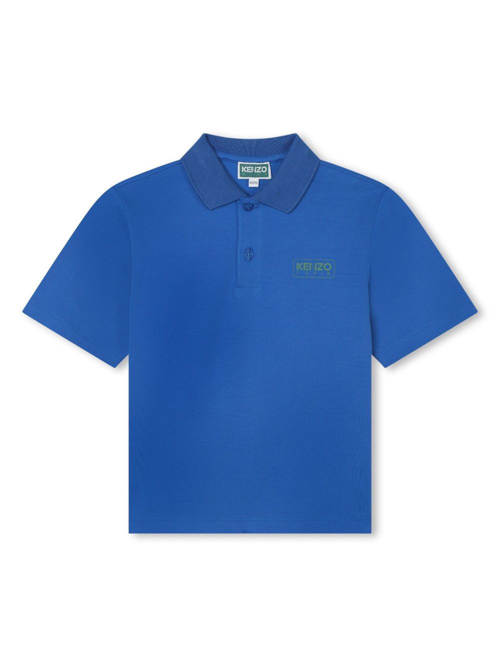 Kenzo Kids logo印花珠地布编织polo衫 - 蓝色