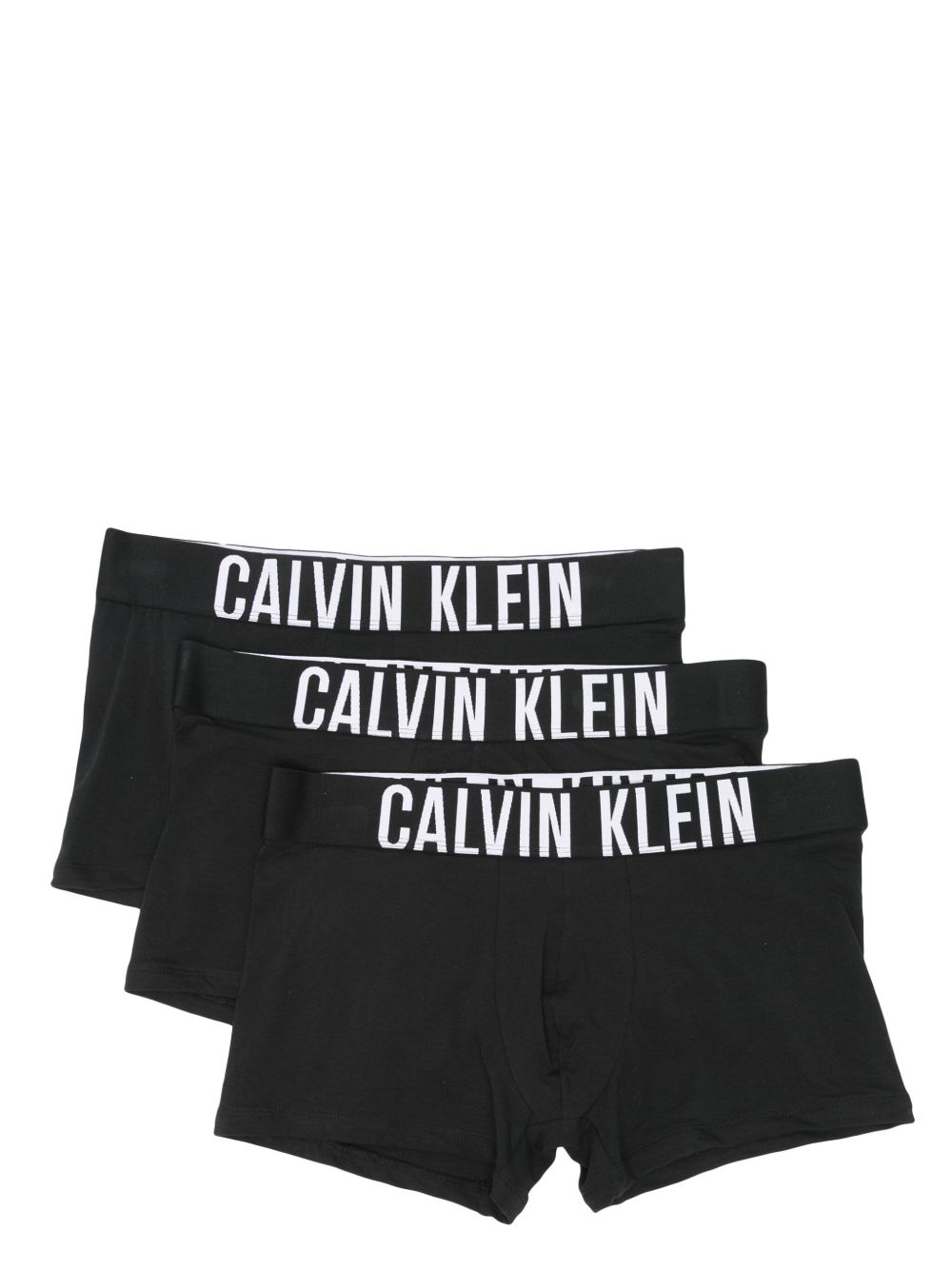 Calvin Klein 提花logo四角裤（三件装） - 黑色