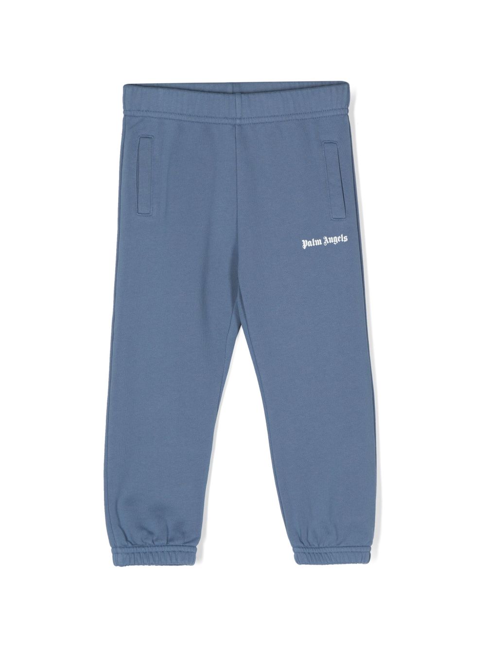 Palm Angels Kids logo印花棉运动裤 - 蓝色