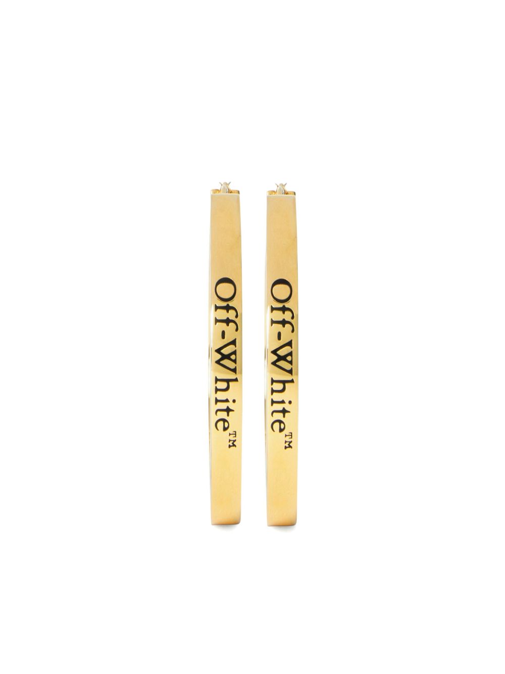 Off-White logo雕刻圈形耳环 - 金色