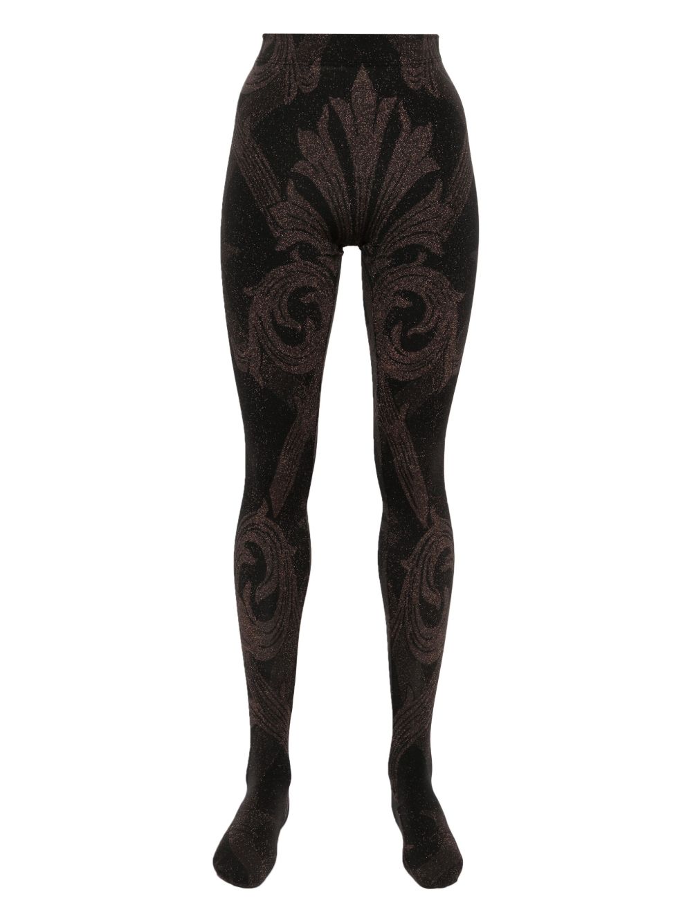 Wolford x ETRO 金属感织线提花打底裤袜 - 黑色