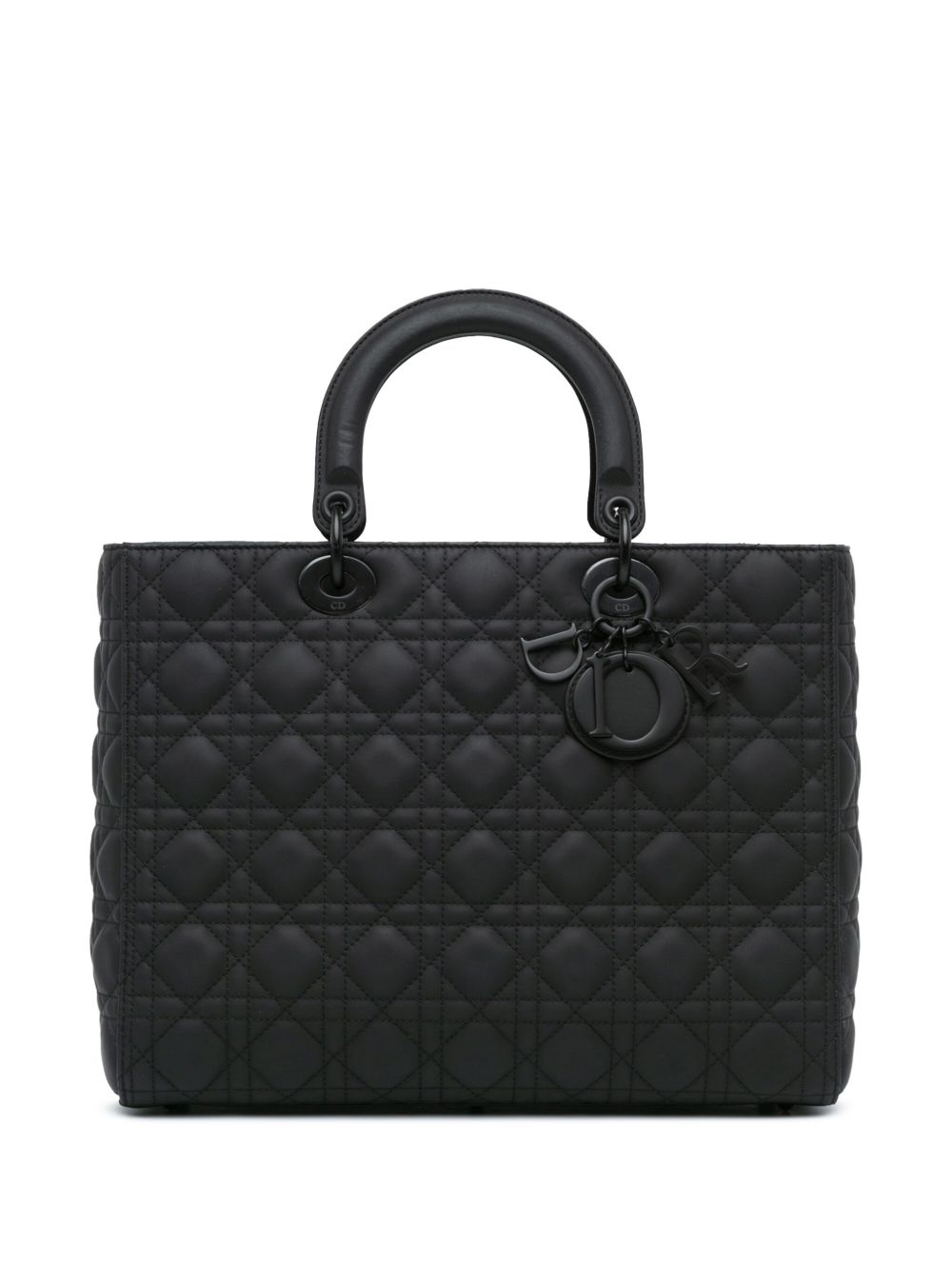 Christian Dior Pre-Owned Ultra Cannage Lady Dior 大号哑光小牛皮斜挎包（2020年典藏款） - 黑色