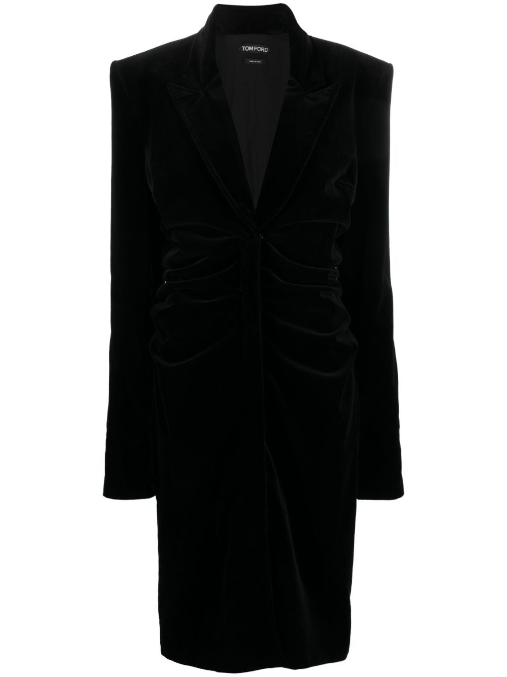 TOM FORD 深V领中长丝绒连衣裙 - 黑色