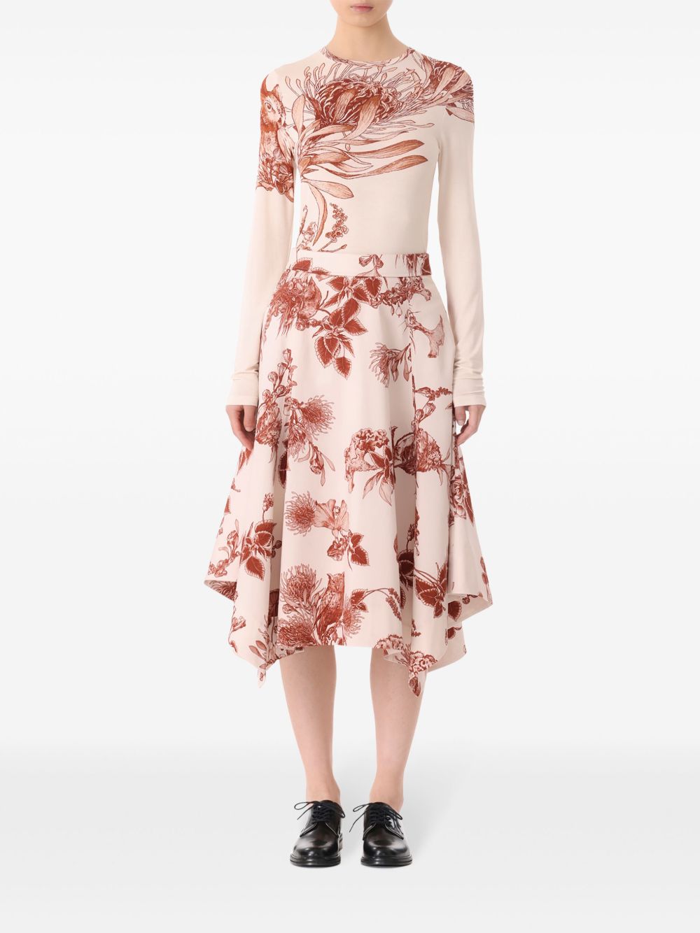 Jason Wu Collection 花卉印花长袖T恤 - 中性色