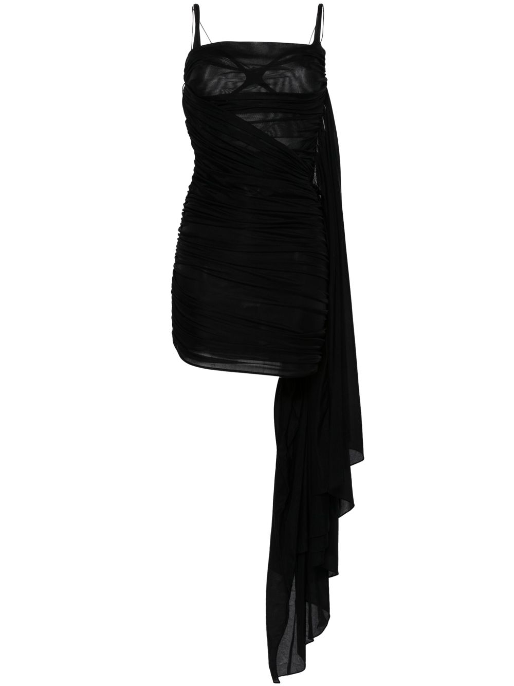 Mugler 露背垂坠迷你连衣裙 - 黑色