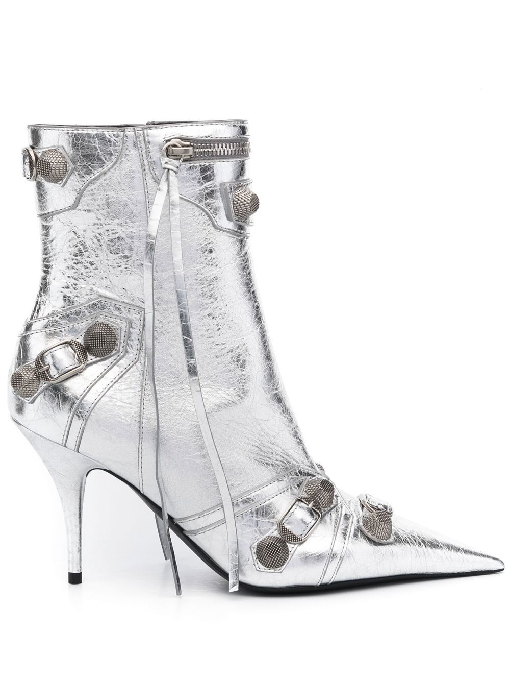 Balenciaga Cagole 金属感高跟及踝靴 - 银色