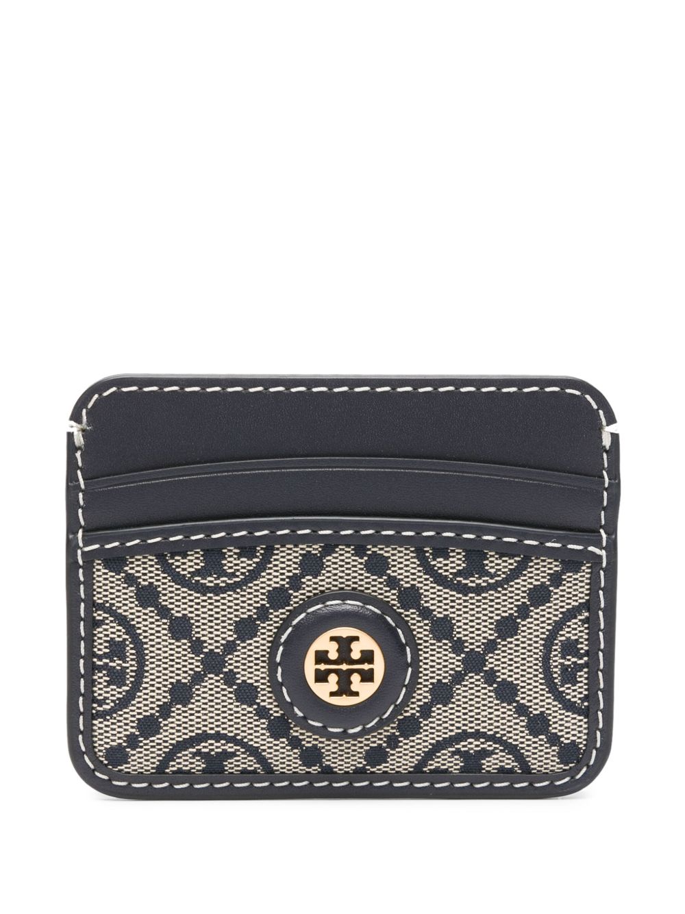 Tory Burch T字经典logo皮质卡夹 - 蓝色