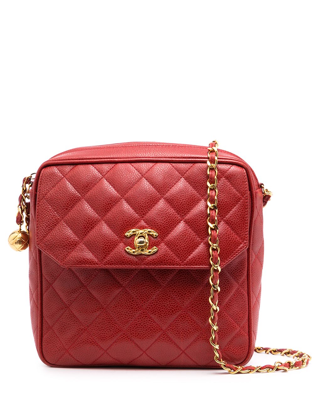 CHANEL Pre-Owned CC 菱纹绗缝单肩包（1992年典藏款） - 红色