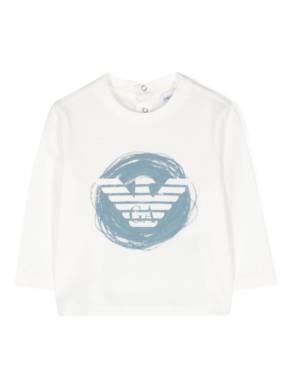 Emporio Armani Kids logo印花棉T恤 - 白色