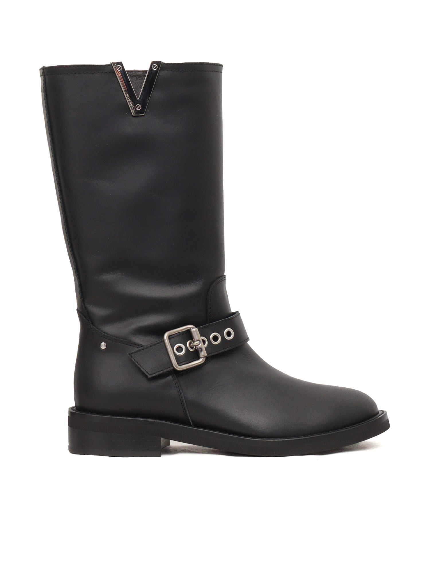 Via Roma 15 Buckles V Nickel Biker Boots