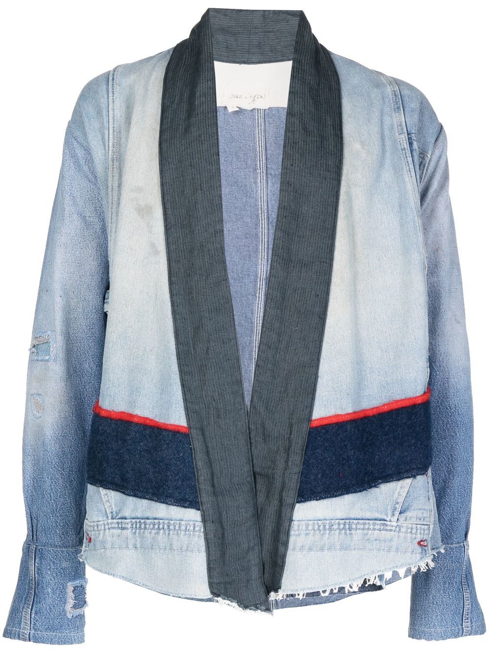 Greg Lauren 拼贴设计牛仔夹克 - 蓝色