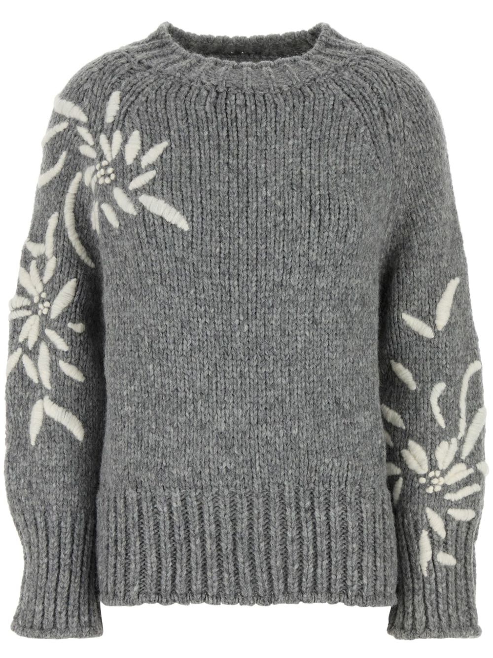 Ermanno Scervino 刺绣羊驼呢混纺毛衣 - 灰色