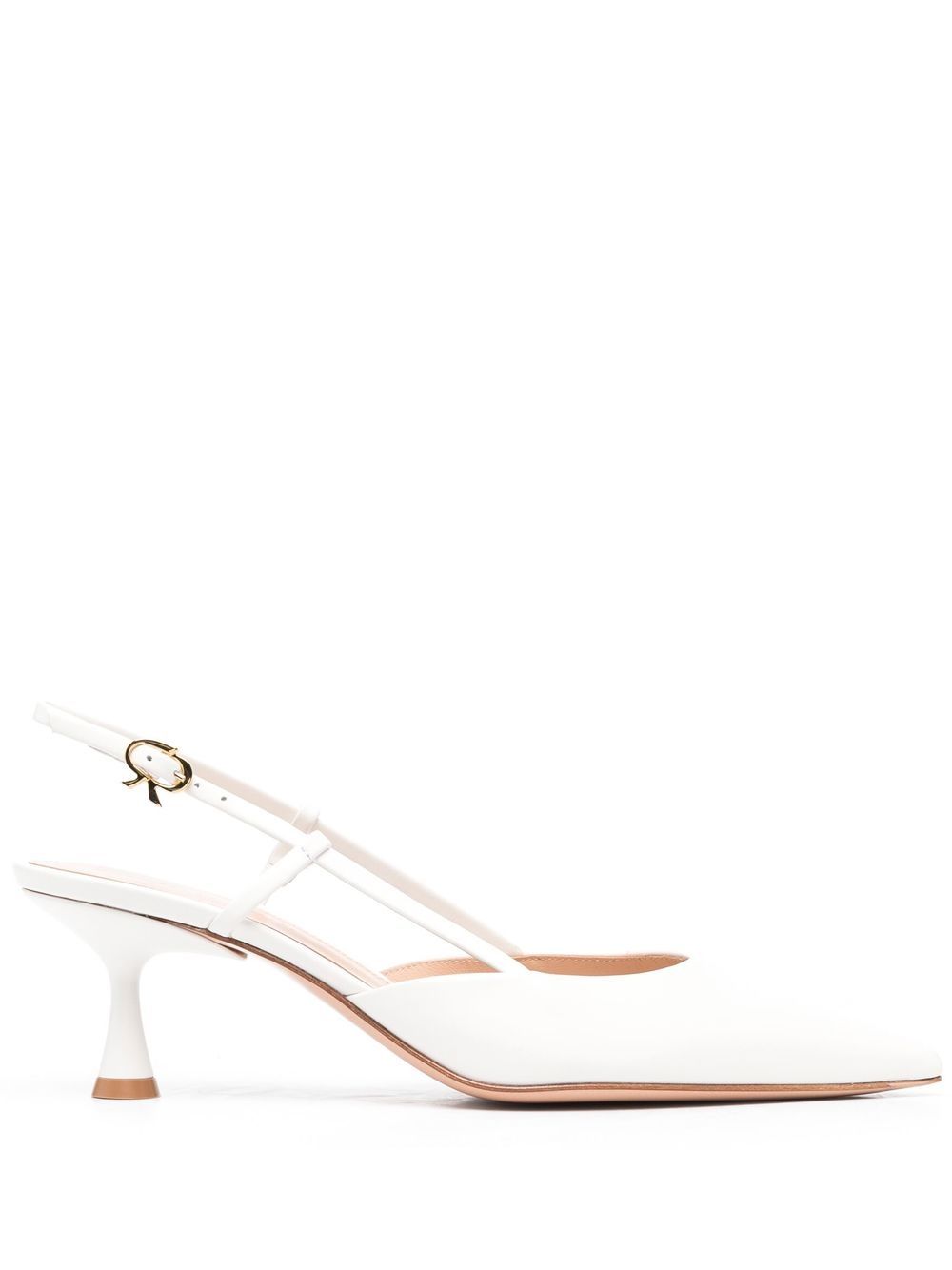 Gianvito Rossi 裹踝皮质尖头高跟鞋 - 白色