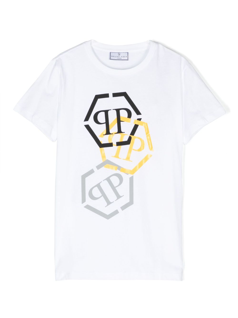Philipp Plein Junior logo印花棉T恤 - 白色