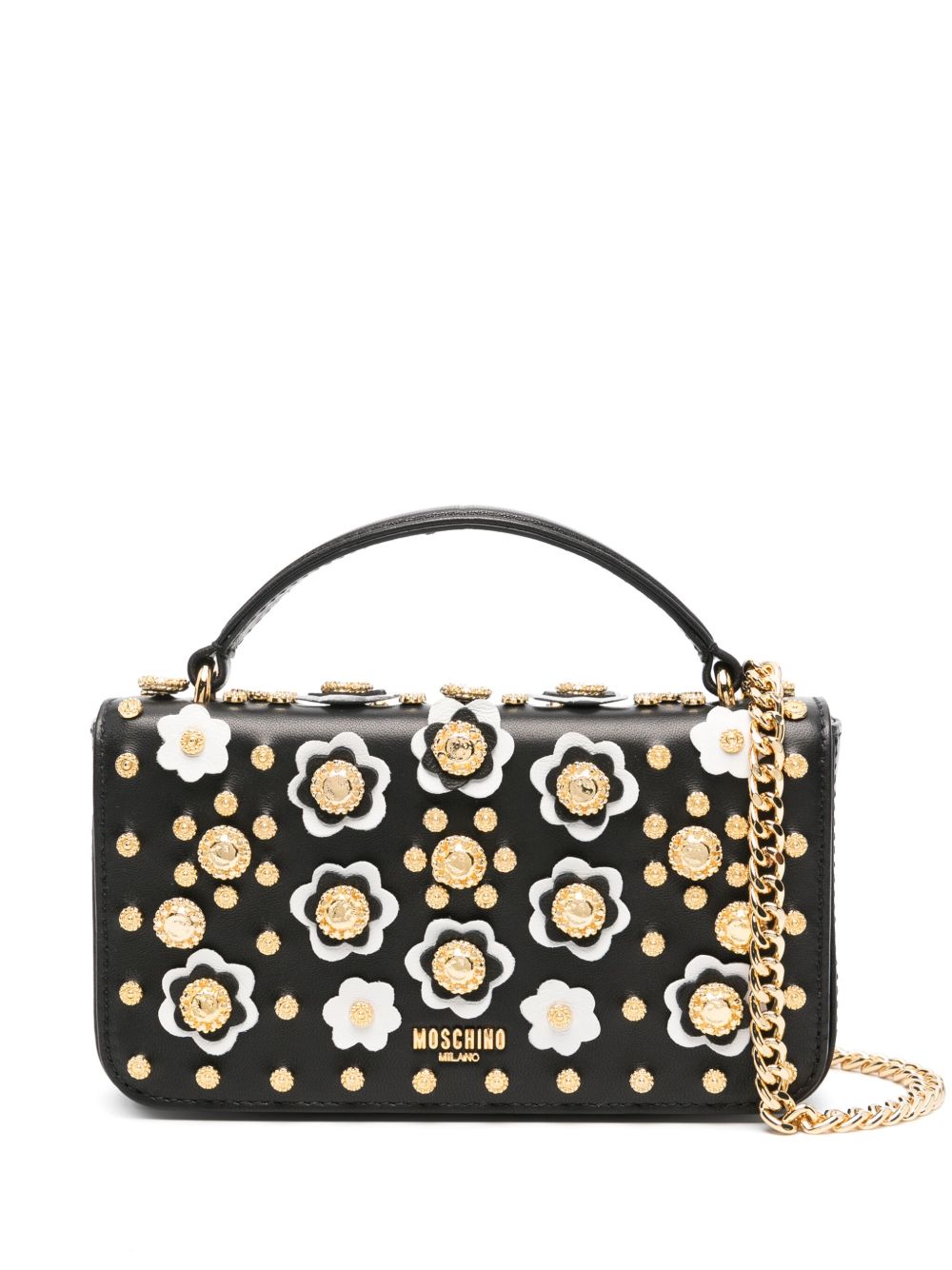Moschino 花卉贴花迷你包 - 黑色