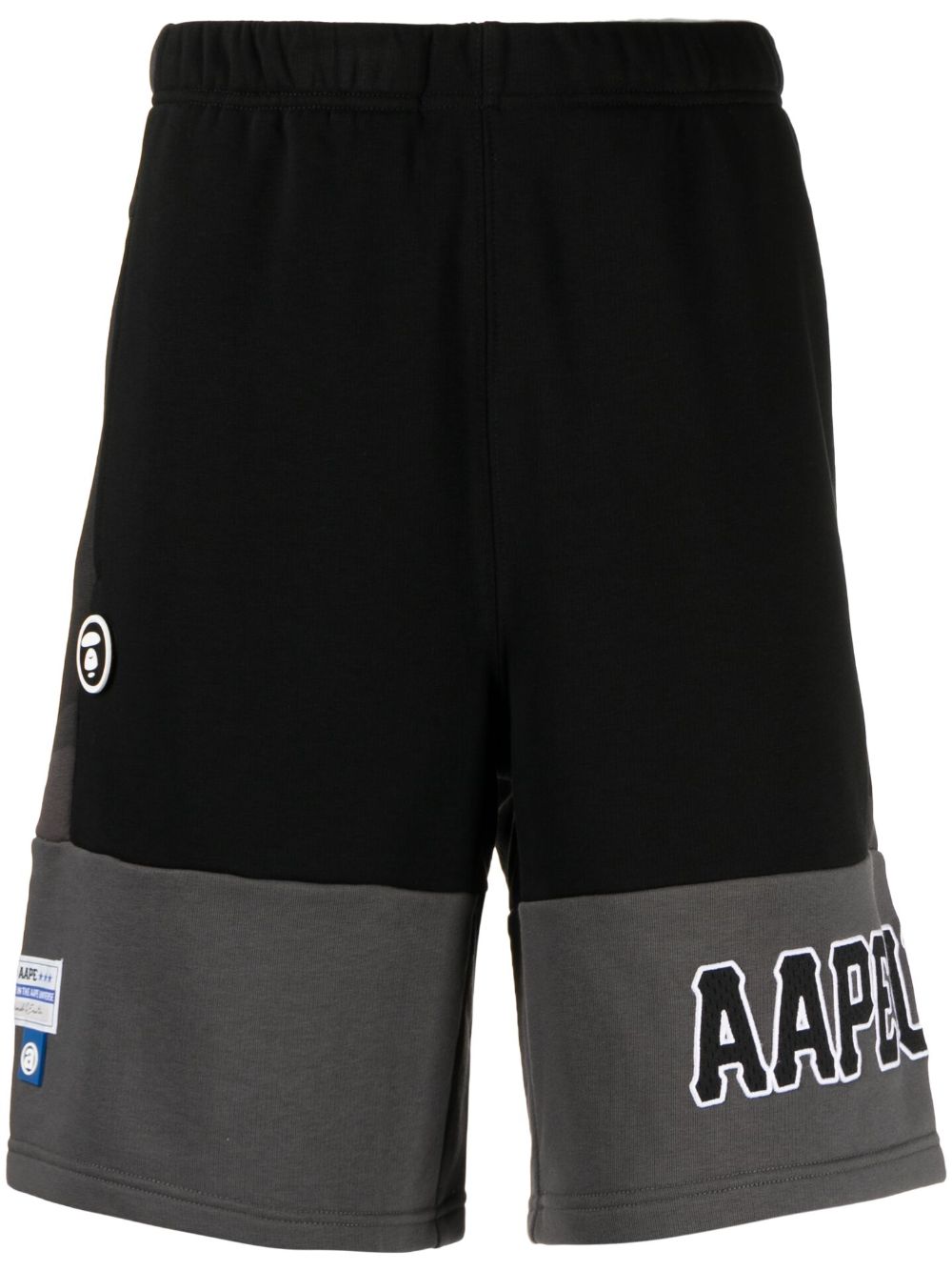 AAPE BY *A BATHING APE® logo印花迷彩纹运动短裤 - 灰色