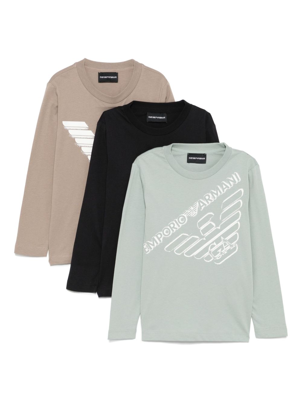 Emporio Armani Kids logo印花T恤（三件装） - 蓝色