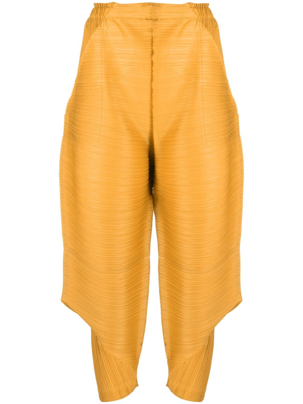 Pleats Please Issey Miyake 褶饰露踝裤 - 黄色