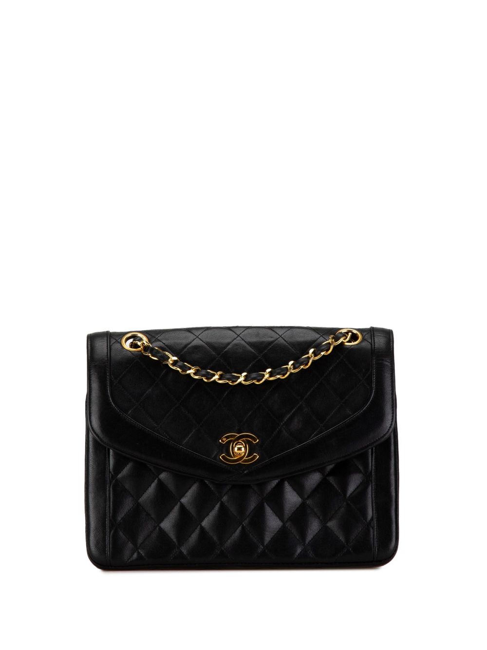 CHANEL Pre-Owned CC Quilted Lambskin Single Flap 单肩包（1989-1991年典藏款） - 黑色