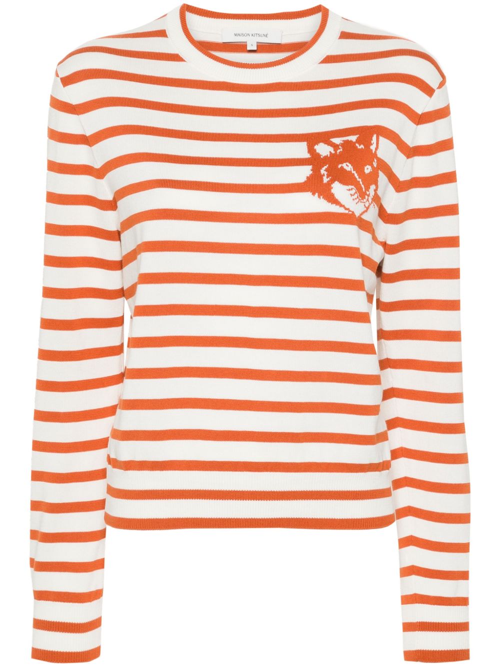 Maison Kitsuné Fox Head 嵌花针织毛衣 - 白色