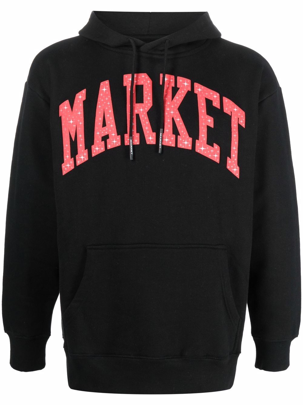 MARKET logo印花抽绳连帽衫 - 黑色