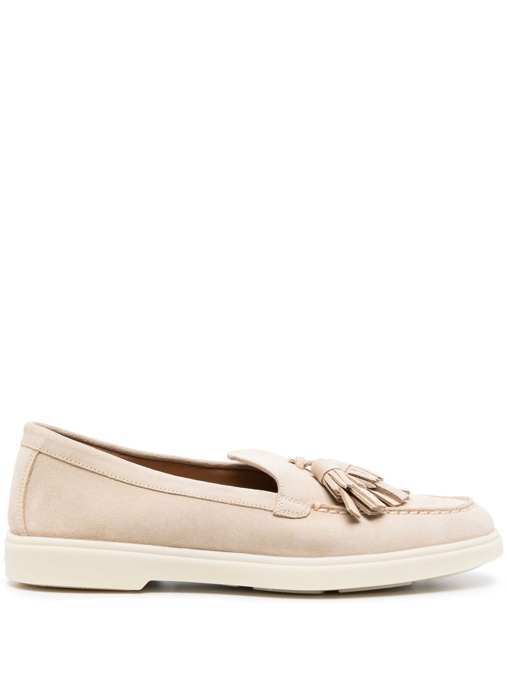 Santoni 流苏细节绒面皮乐福鞋 - 中性色