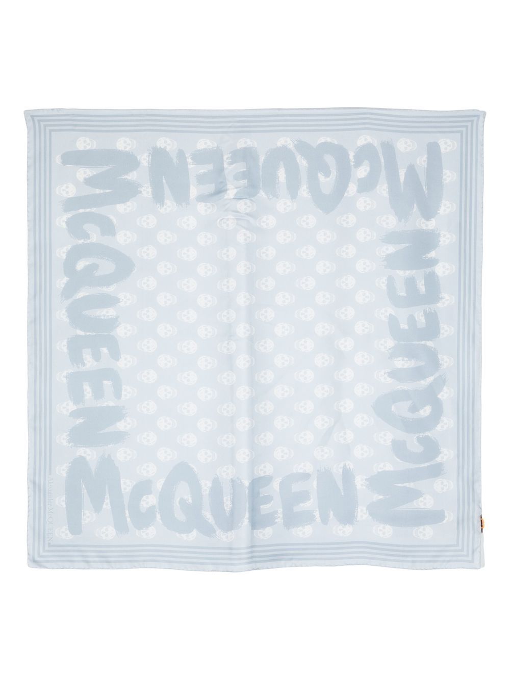 Alexander McQueen 图案印花真丝围巾 - 蓝色