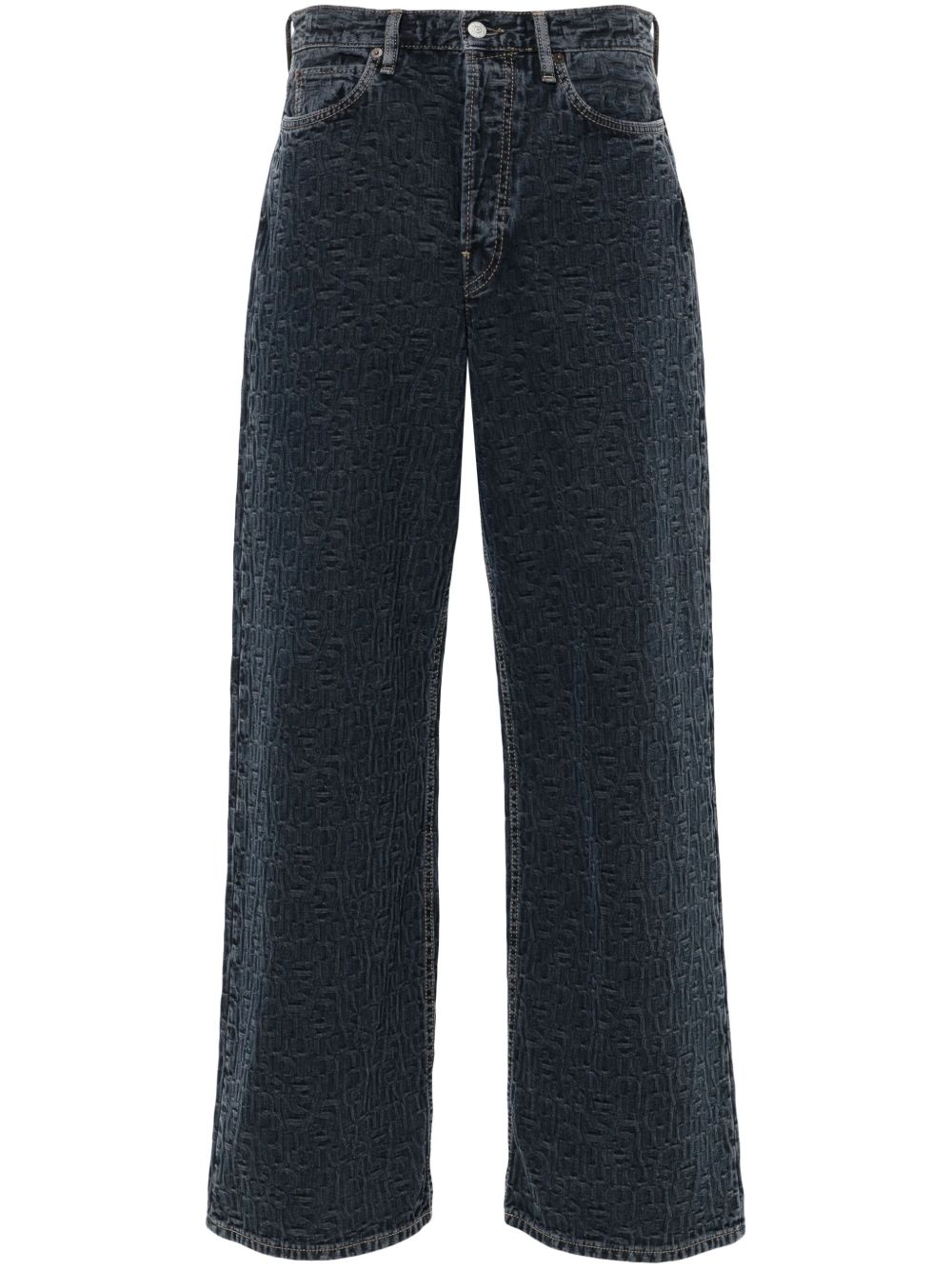 Acne Studios 经典logo提花直筒牛仔裤 - 蓝色