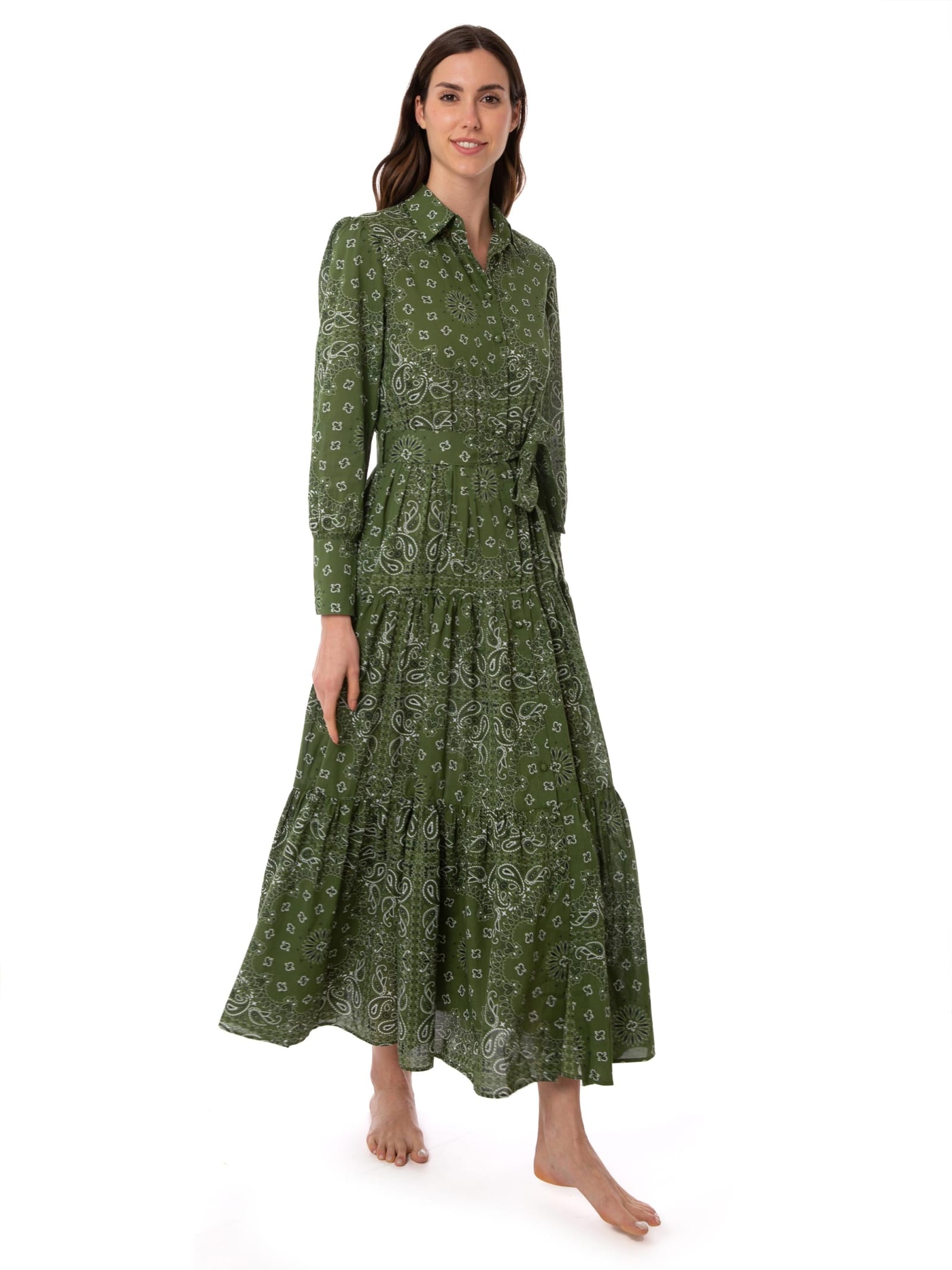 MC2 Saint Barth Woman Green Bandanna Long Dress Jensen