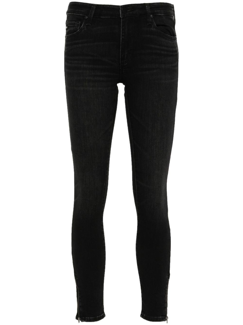 AG Jeans 中腰紧身牛仔裤 - 黑色